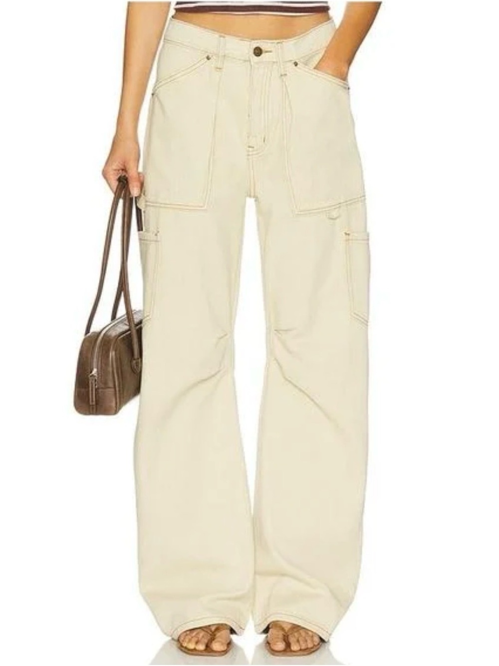 NWT Lioness Miami Vice Beige Cargo Jeans Womens Small / 26